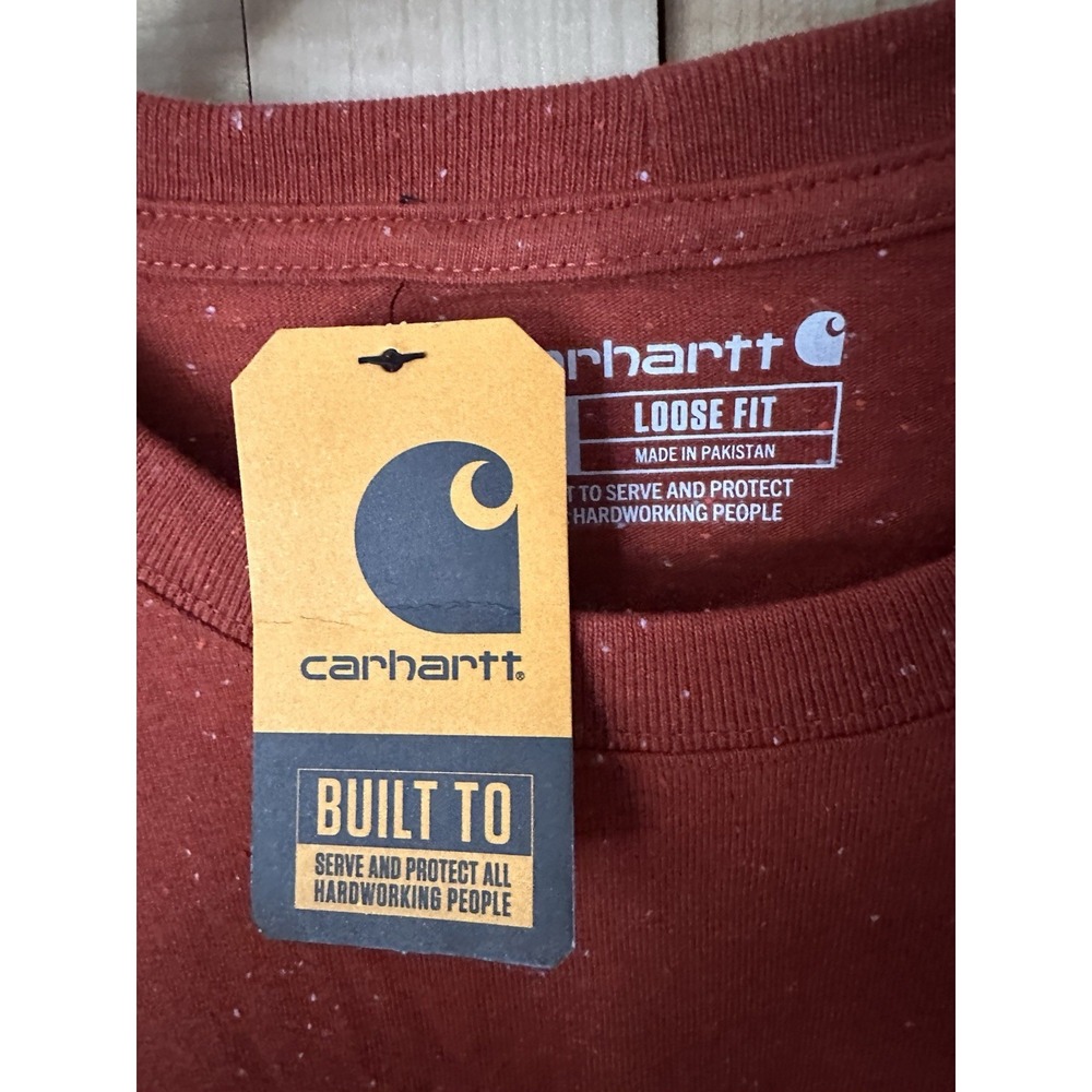 Carhartt Women's Loose Fit Heavyweight Short Sleeve Pocket T-Shirt Sz XS Orange - Picture 3 of 7